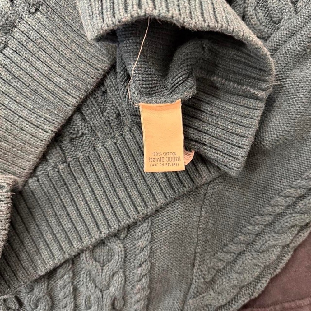 L.L. Bean Green Fisherman Cable Knit Full Zip Sweater Womens Size Small - Picture 6 of 6